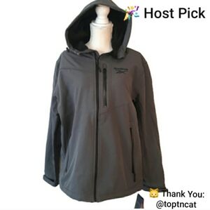 Reebok Soft Shell Jacket with Hood Fleece Lined  - Size Large Charcoal Jacket